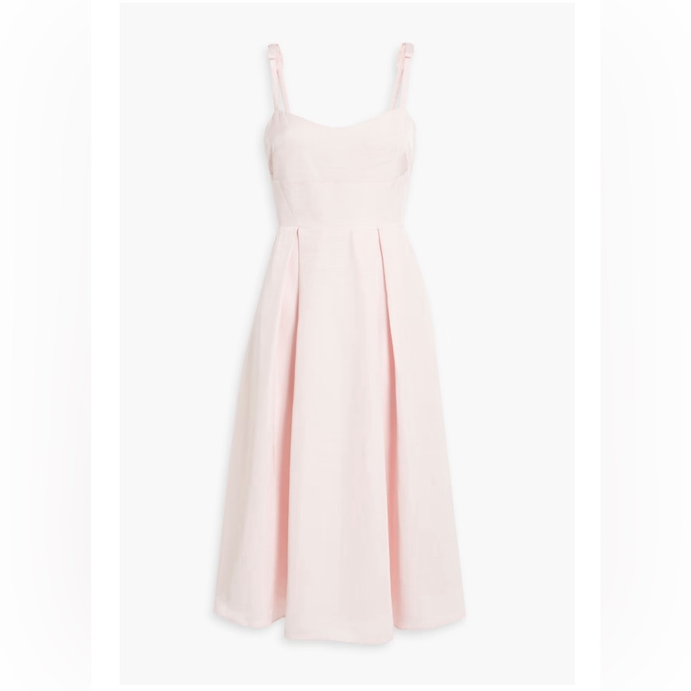 NWT ML MONIQUE LHUILLIER Cutout pleated faille midi dress